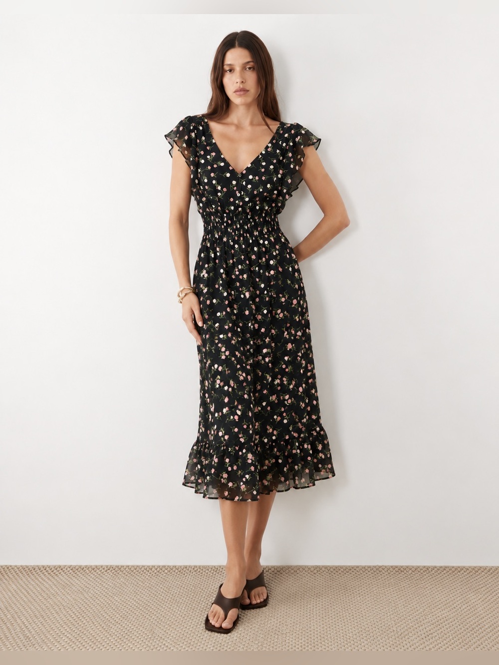 LUCKY BRAND Floral Midi Dress